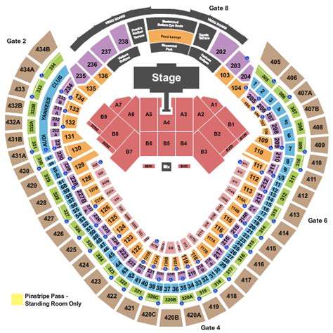 A complete breakdown of all the best upper-level and floor seats at Yankee Stadium on Aug. . Jonas brothers yankee stadium seating chart